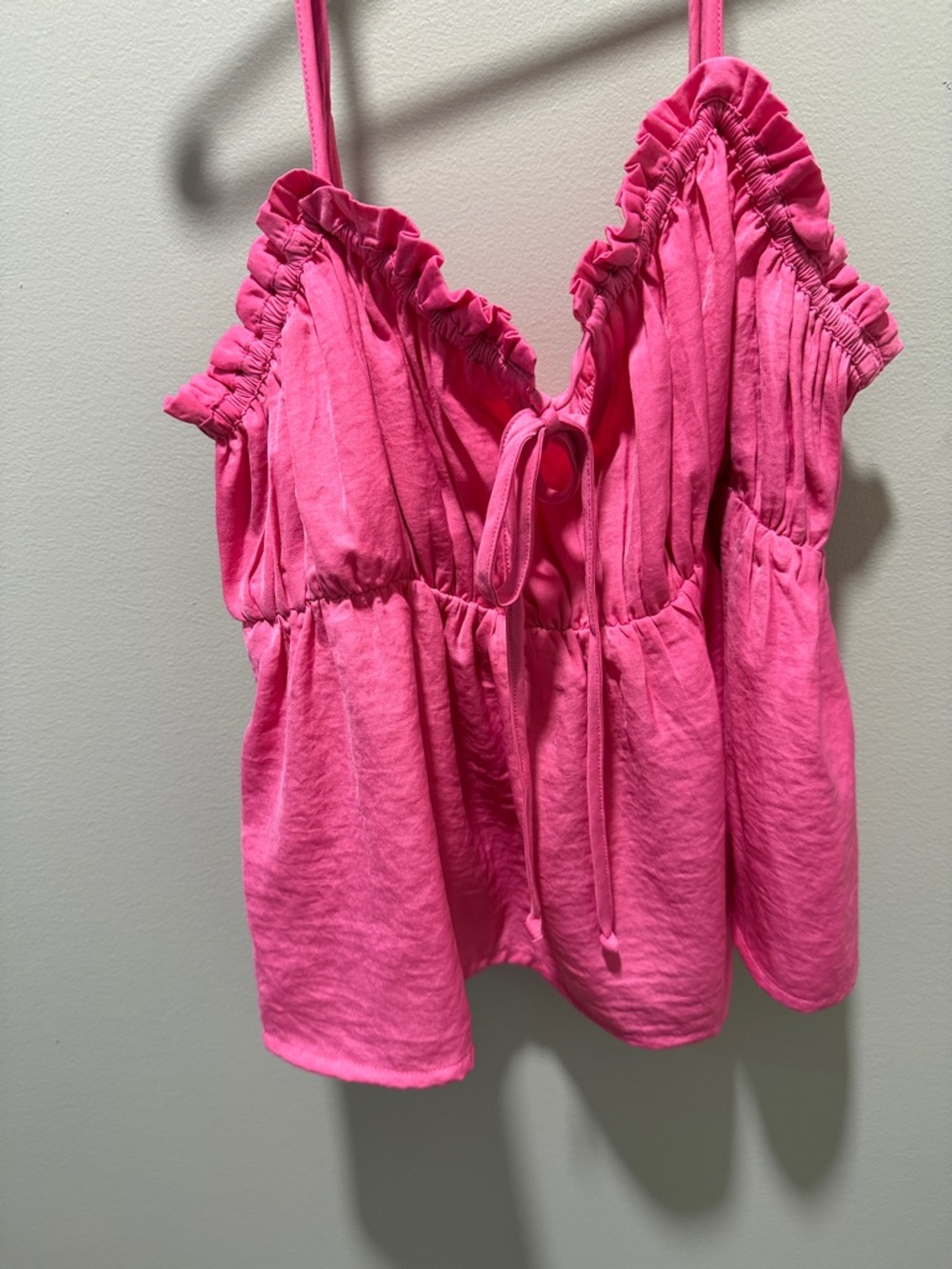 American Eagle Pink Ruffle Babydoll Tank Medium | Flowy Summer Top